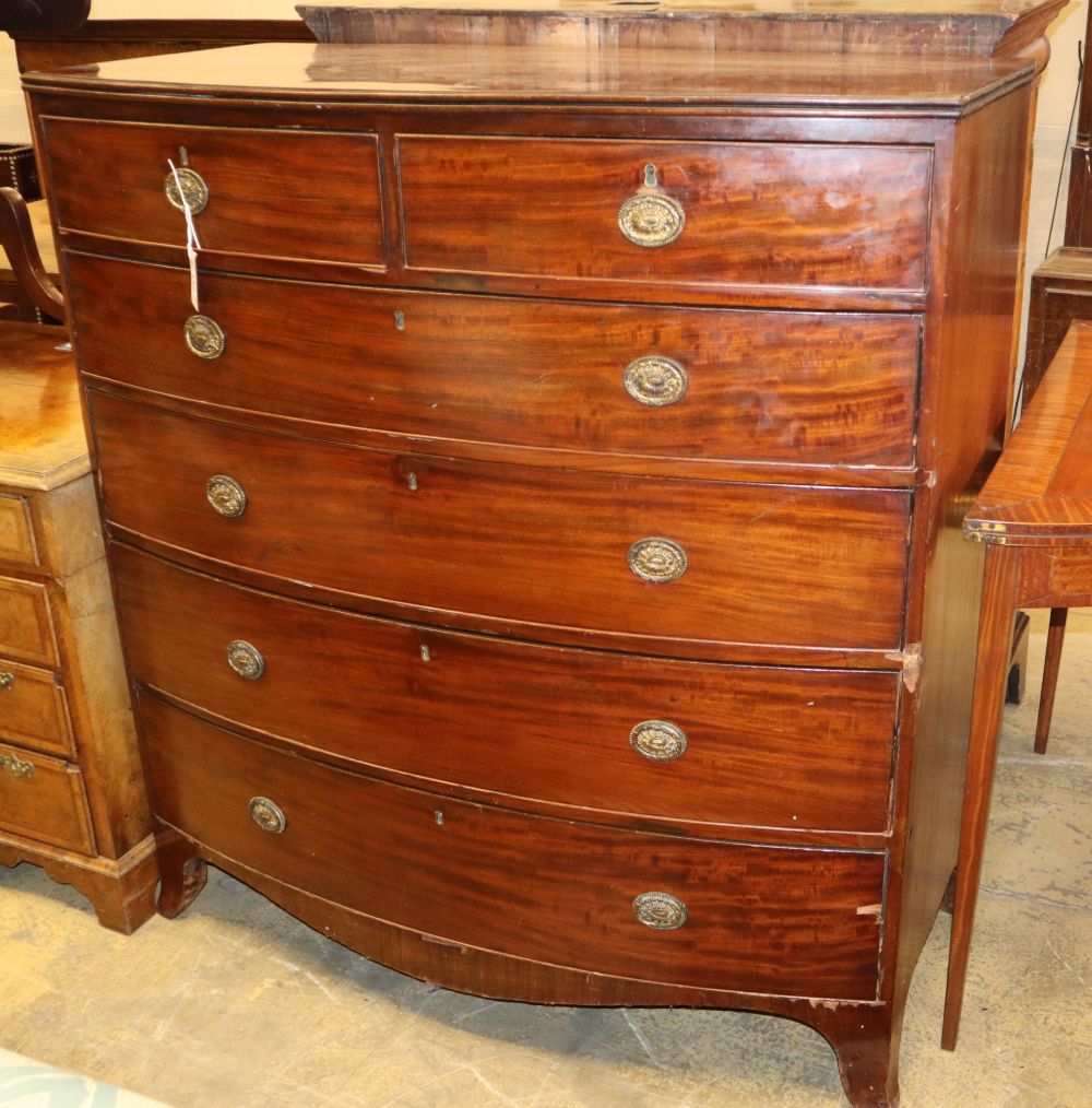 A Regency mahogany bowfront chest, W.114cm, D.58cm, H.123cm